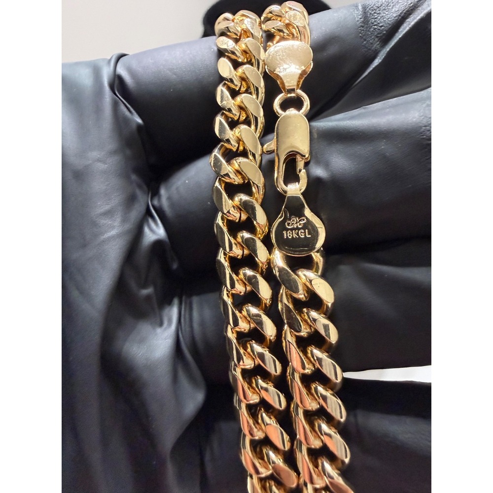 big cuban tight knit chain necklace 18k gold layered 24 inch 8.5mm lobster clasp - Picture 3 of 7